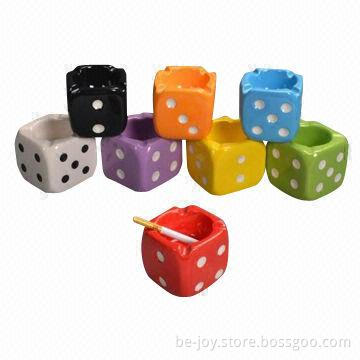 Dice-shaped Ceramic Ashtray with Logo, Available in Various Colors and Sizes,OEM Orders are Welcome